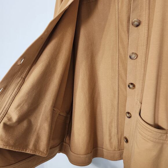 J Jill Modern Barn Knit Shacket Jacket Button Tan Camel Soft Casual, M Petite - Picture 5 of 10